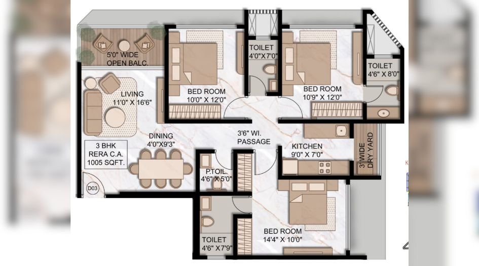 9-Element-Bandra-Floor-Plan-3 BHK-1005 Sqft